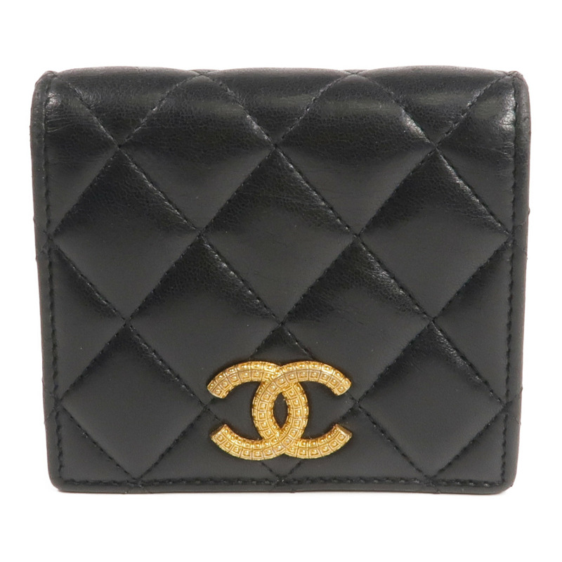 CHANEL 羊皮皮革Wallet金扣錢包-0