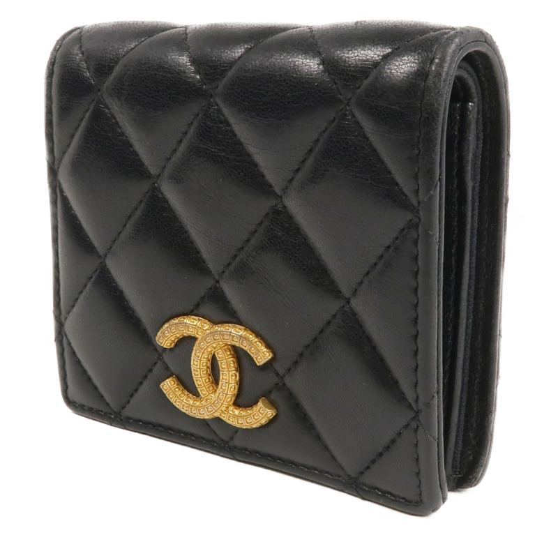 CHANEL 羊皮皮革Wallet金扣錢包-1