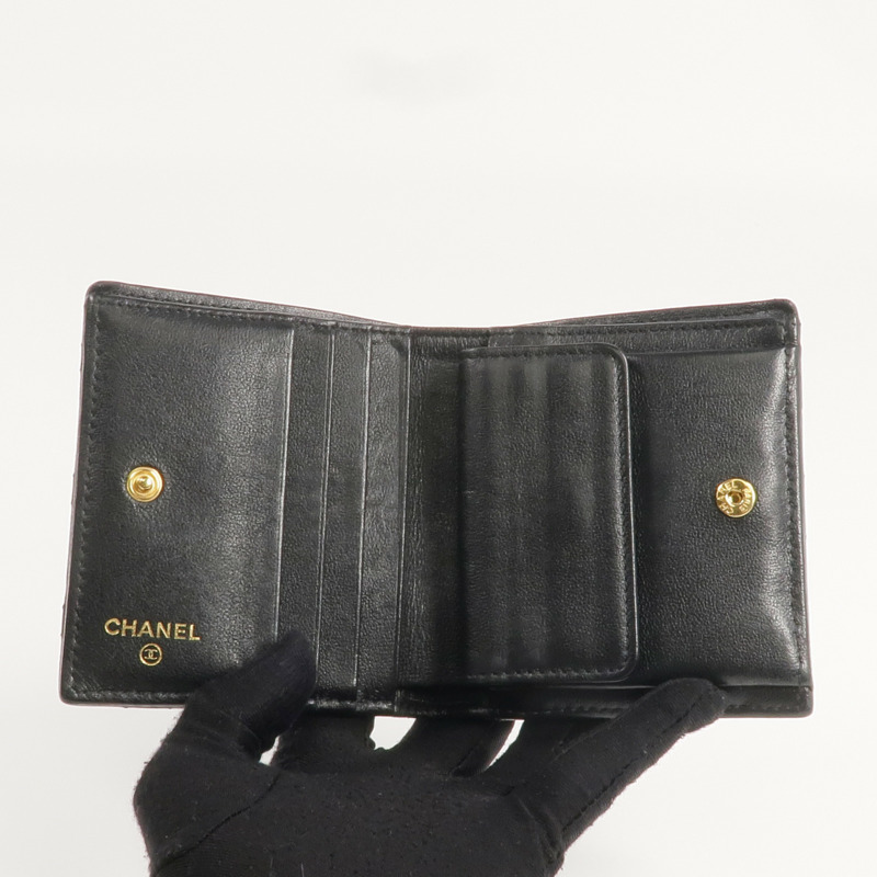 CHANEL 羊皮皮革Wallet金扣錢包-5