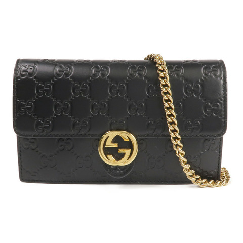 GUCCI 牛皮皮革Chain Shoulder Bag金扣鏈帶肩背袋