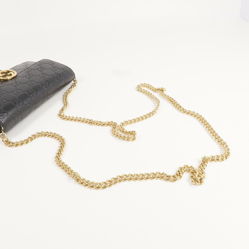GUCCI 牛皮皮革Chain Shoulder Bag金扣鏈帶肩背袋-7