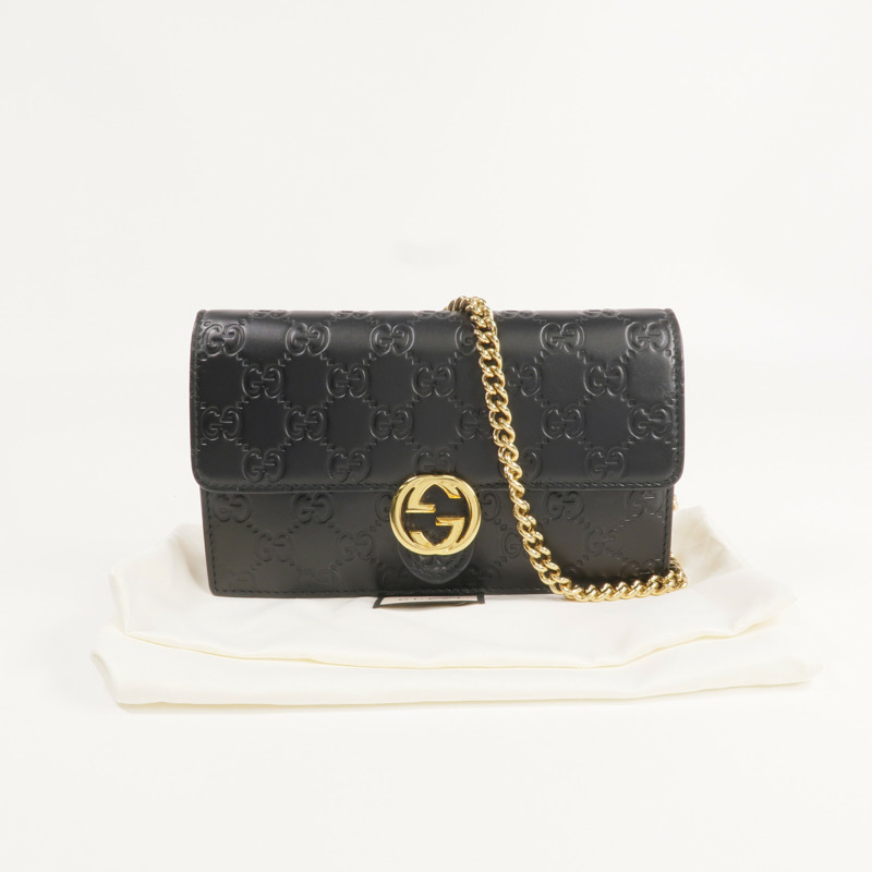 GUCCI 牛皮皮革Chain Shoulder Bag金扣鏈帶肩背袋-9