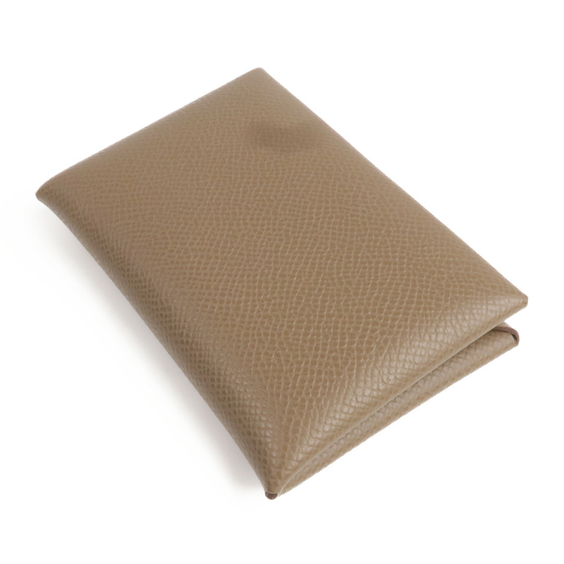 HERMES Epsom皮革Calvi銀扣卡片套-4