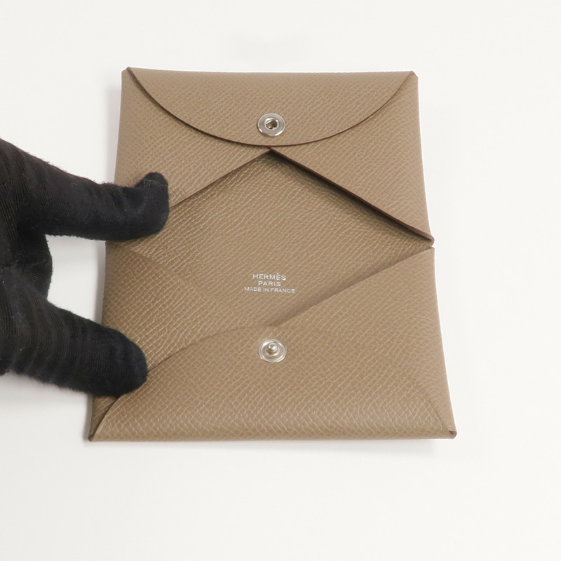 HERMES Epsom皮革Calvi銀扣卡片套-5