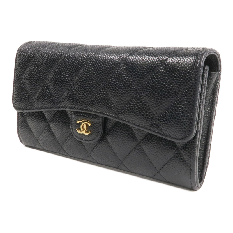 CHANEL 牛皮皮革Long Wallet金扣長錢包-1