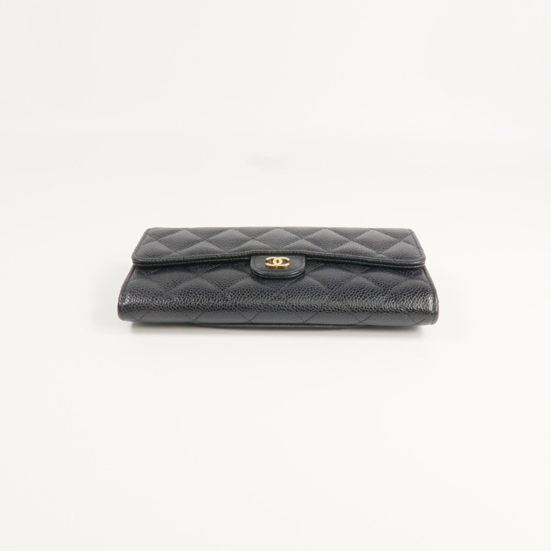 CHANEL 牛皮皮革Long Wallet金扣長錢包-9