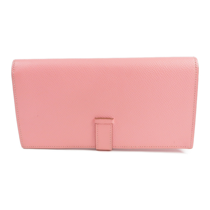 HERMES Epsom皮革Bearn W Snap銀扣長錢包Rose confetti-2
