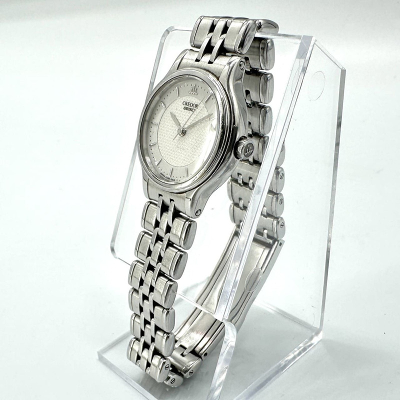 精工 Credor 4J85-0A10/GSBA005 女士石英錶，不鏽鋼錶殼，白色銀色錶盤-1