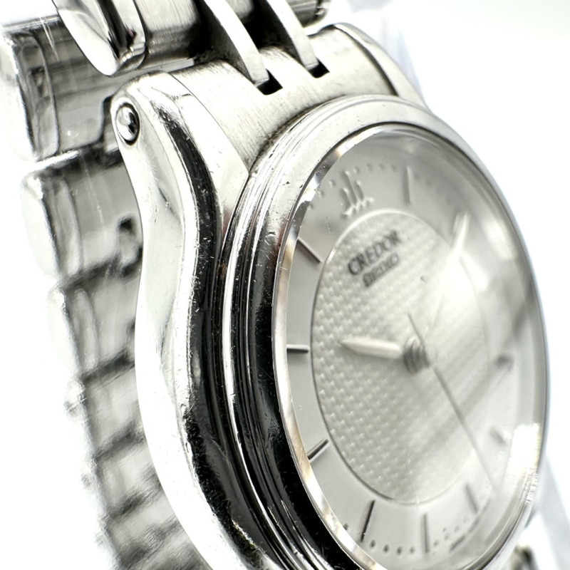 精工 Credor 4J85-0A10/GSBA005 女士石英錶，不鏽鋼錶殼，白色銀色錶盤-4