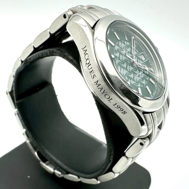 歐米茄海馬120 2586.70 Jacques Mayol 1998限量版綠精鋼石英女錶-2