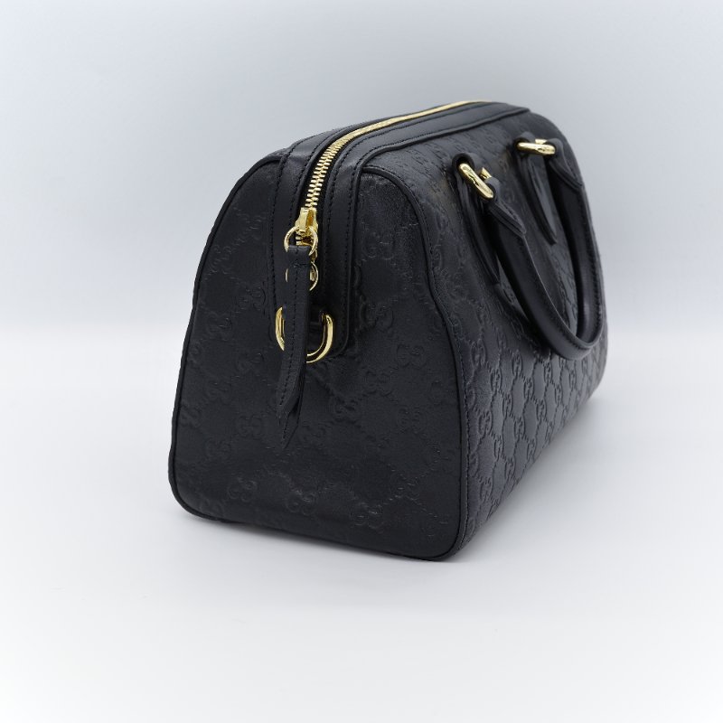 Gucci 古馳 經典GG Guccissima 黑色 壓紋 皮革 波士頓包 手提包-3