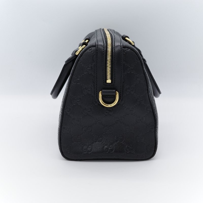 Gucci 古馳 經典GG Guccissima 黑色 壓紋 皮革 波士頓包 手提包-5