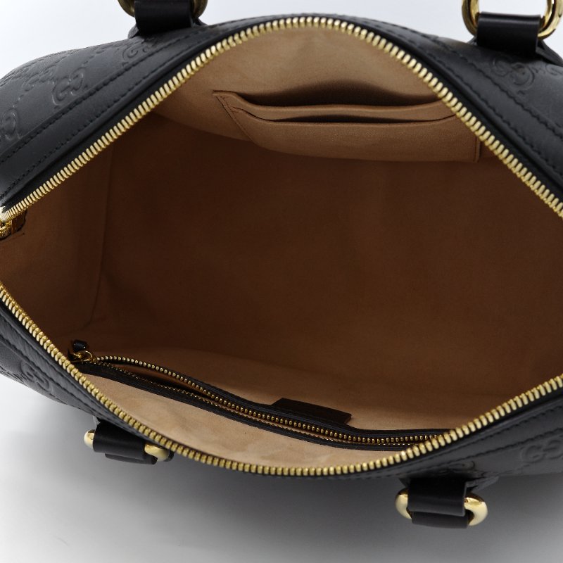 Gucci 古馳 經典GG Guccissima 黑色 壓紋 皮革 波士頓包 手提包-7