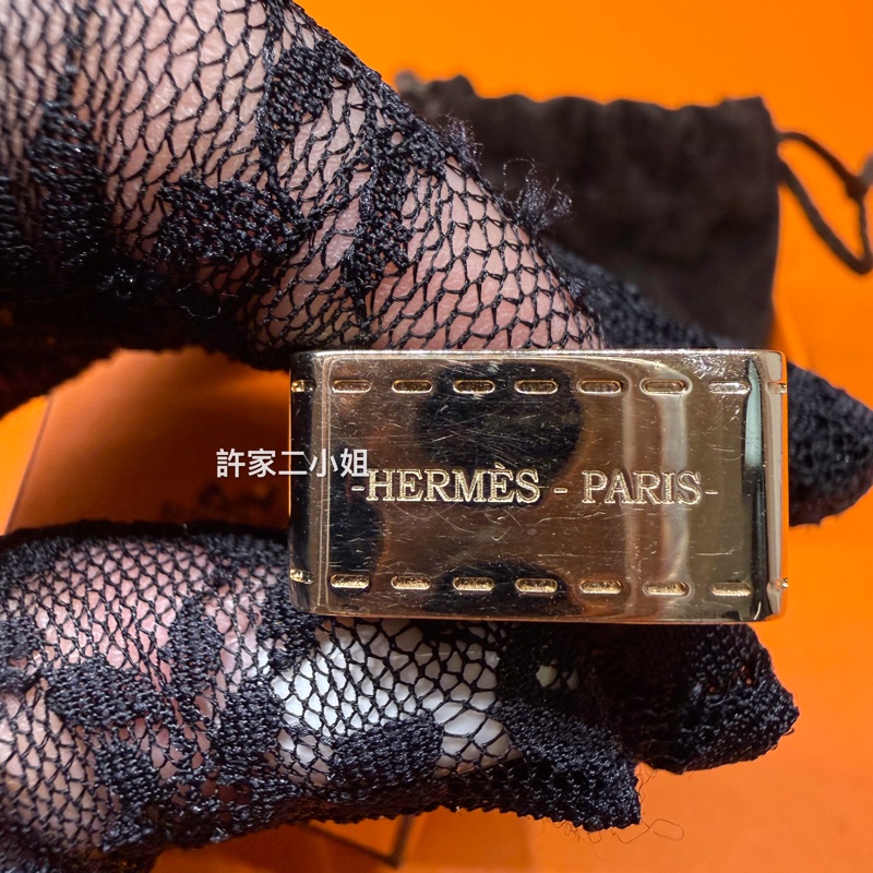 Hermes 二手閒置97新 黃酮材質絲巾釦-11