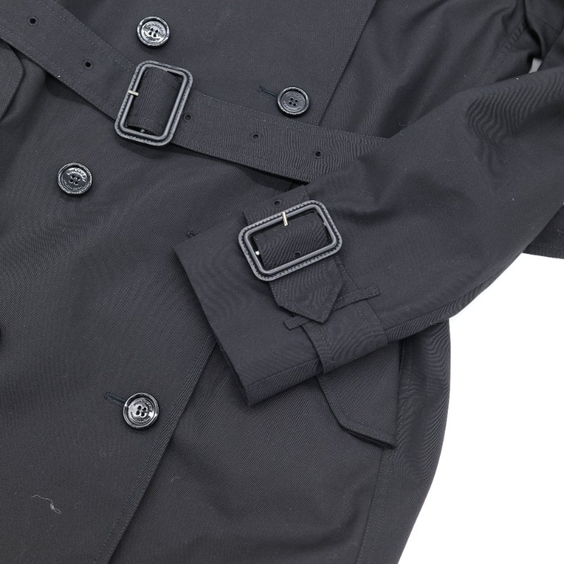 Burberry 巴寶莉 經典 黑色 棉質 混紡 長版風衣-5