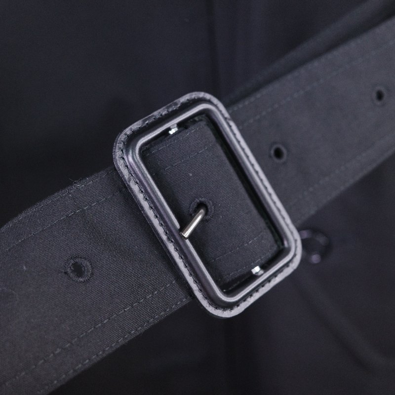 Burberry 巴寶莉 經典 黑色 棉質 混紡 長版風衣-8