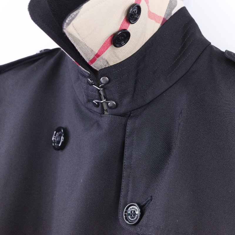 Burberry 巴寶莉 經典 黑色 棉質 混紡 長版風衣-10
