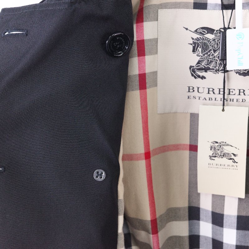 Burberry 巴寶莉 經典 黑色 棉質 混紡 長版風衣-14