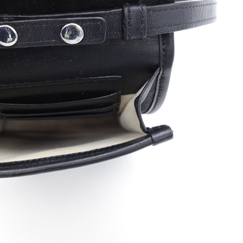 Gucci 古馳 GG 黑色 牛皮 印花壓紋 斜背包 手機包-5