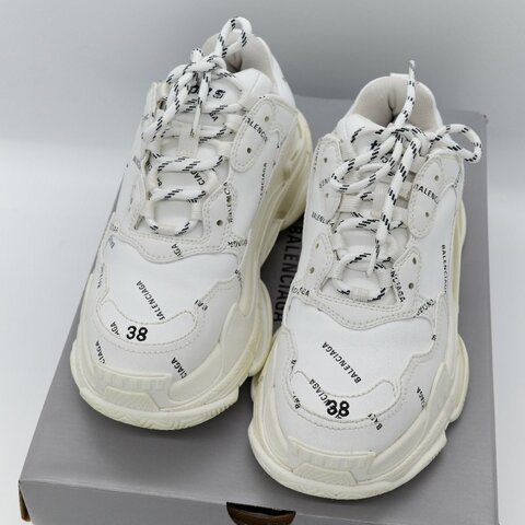 Balenciaga 巴黎世家 Triple s 白色 聚酯纖維 小牛皮 小羊皮 老爹鞋