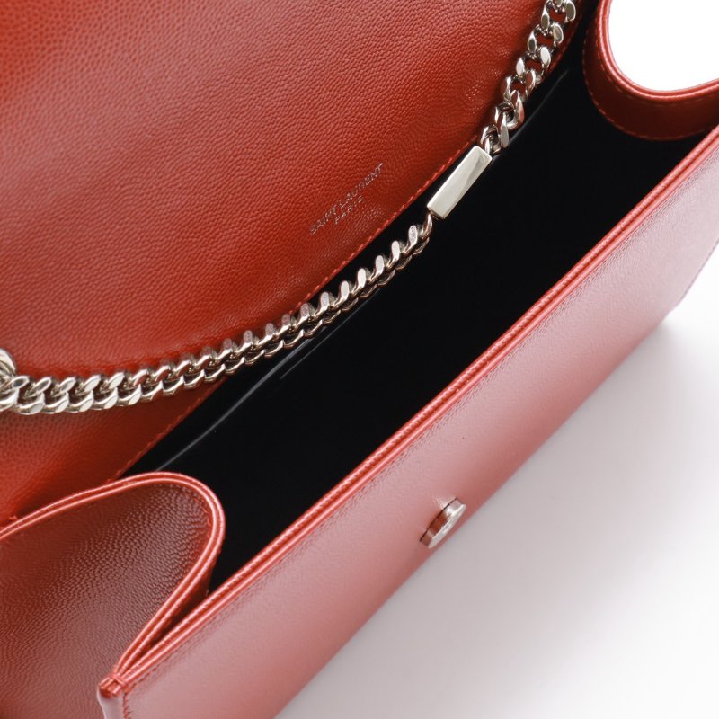 YSL Kate 流蘇鍊帶斜背包 - 紅銀-1
