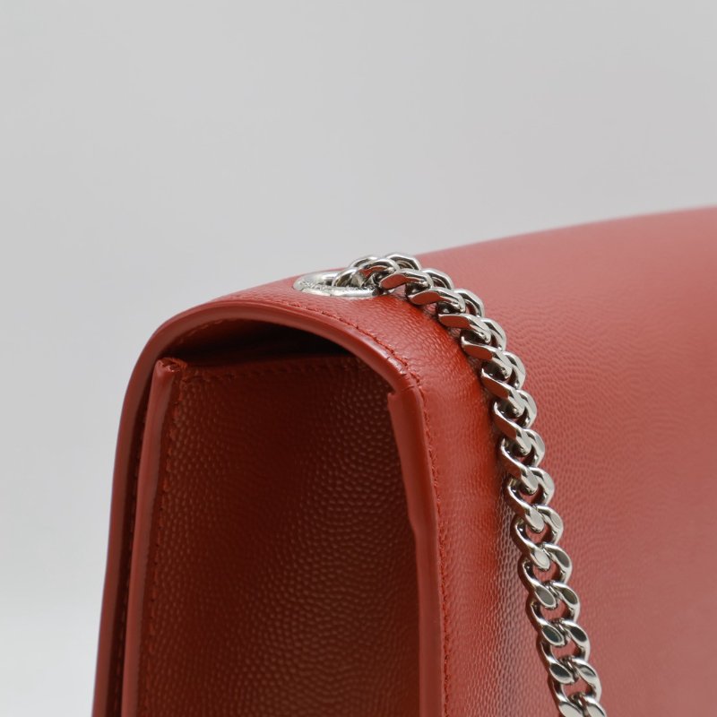 YSL Kate 流蘇鍊帶斜背包 - 紅銀-2