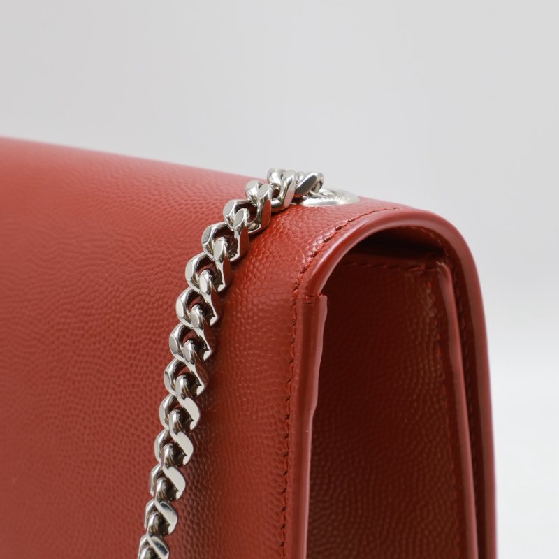 YSL Kate 流蘇鍊帶斜背包 - 紅銀-3