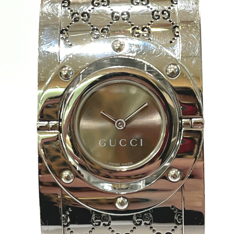 GUCCI YA112501 GG Toile系列寬手環腕錶，女士，不鏽鋼，銀色-1