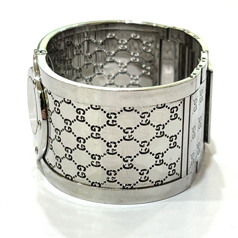 GUCCI YA112501 GG Toile系列寬手環腕錶，女士，不鏽鋼，銀色-4