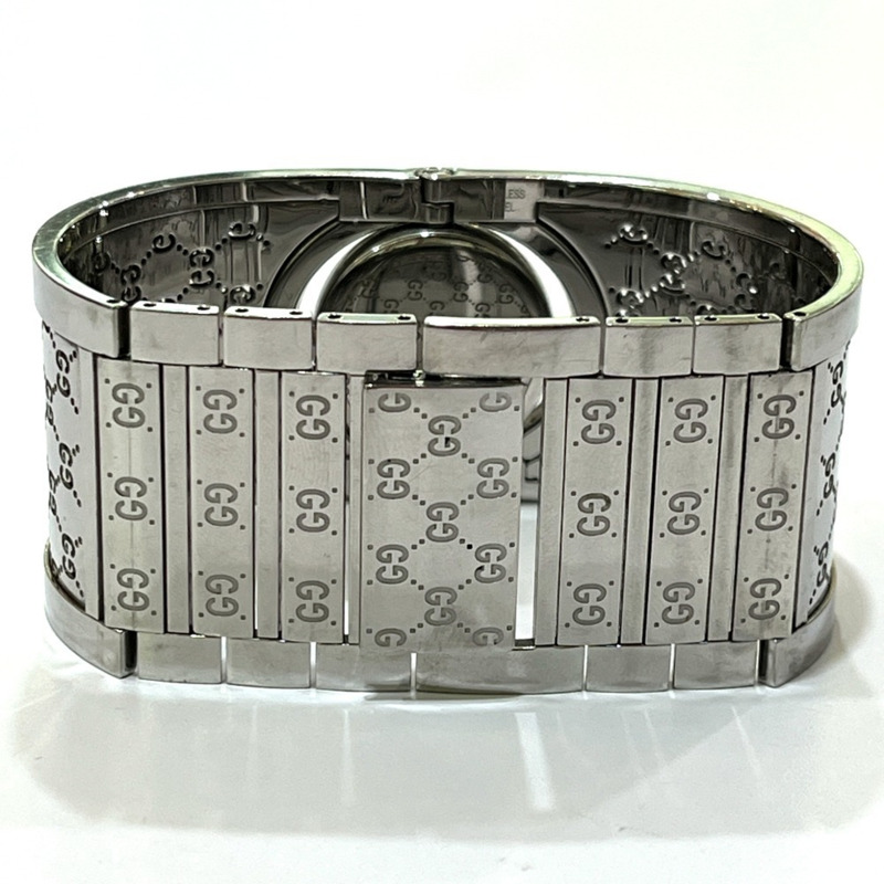 GUCCI YA112501 GG Toile系列寬手環腕錶，女士，不鏽鋼，銀色-6