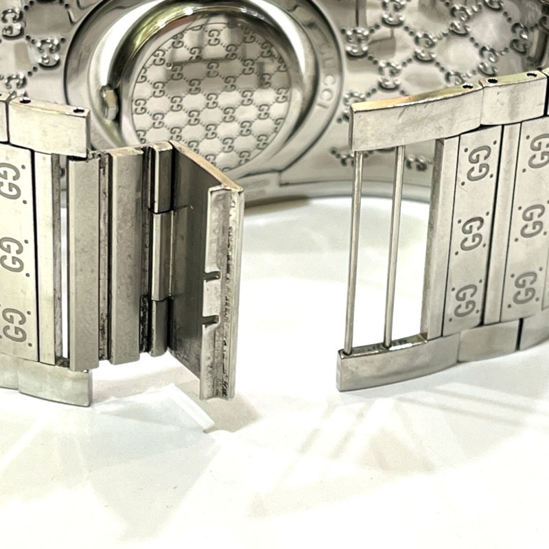 GUCCI YA112501 GG Toile系列寬手環腕錶，女士，不鏽鋼，銀色-9