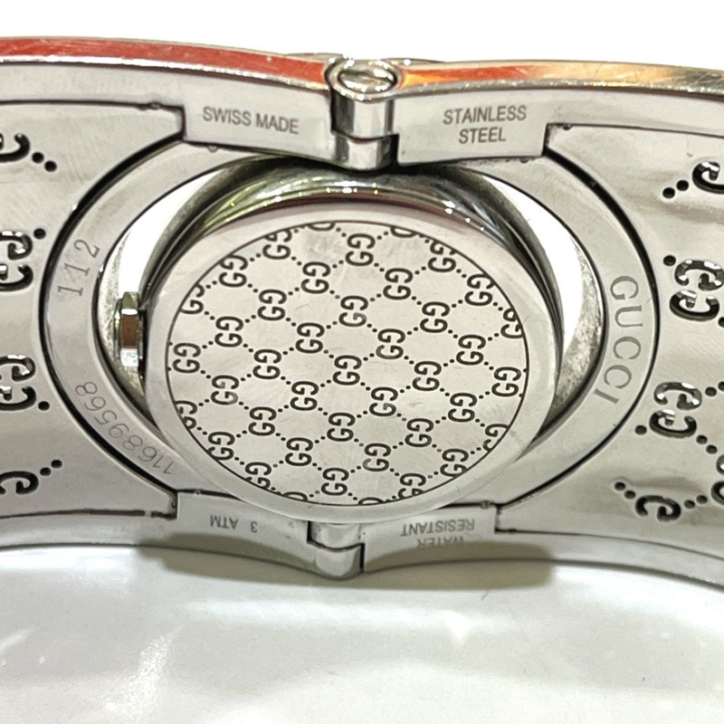 GUCCI YA112501 GG Toile系列寬手環腕錶，女士，不鏽鋼，銀色-10