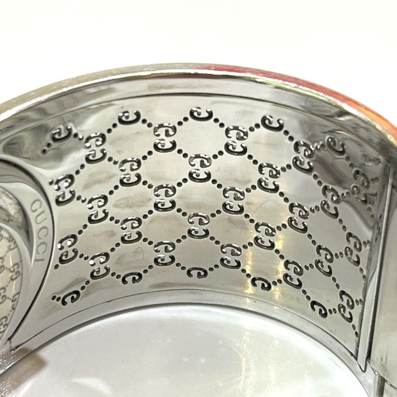 GUCCI YA112501 GG Toile系列寬手環腕錶，女士，不鏽鋼，銀色-13