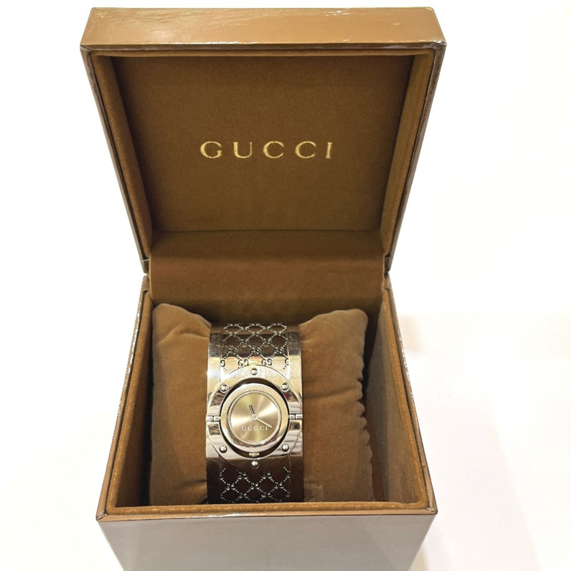 GUCCI YA112501 GG Toile系列寬手環腕錶，女士，不鏽鋼，銀色-15