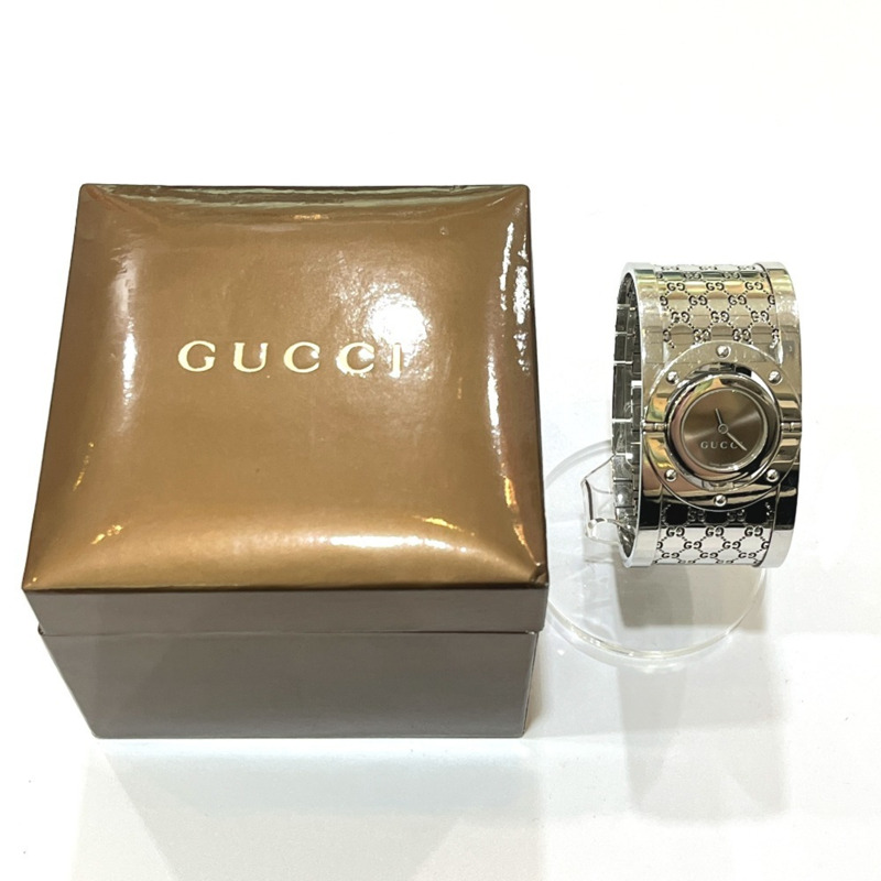 GUCCI YA112501 GG Toile系列寬手環腕錶，女士，不鏽鋼，銀色-16