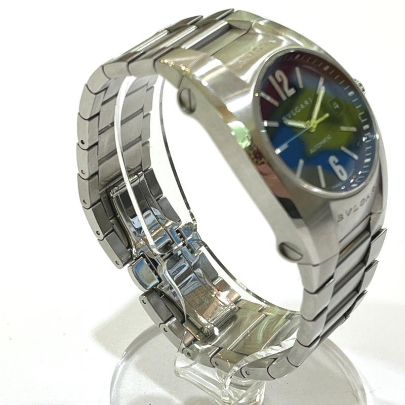 寶格麗 EG35S Ergon 日期自動腕錶，黑色錶盤，男士不鏽鋼銀色錶殼-3