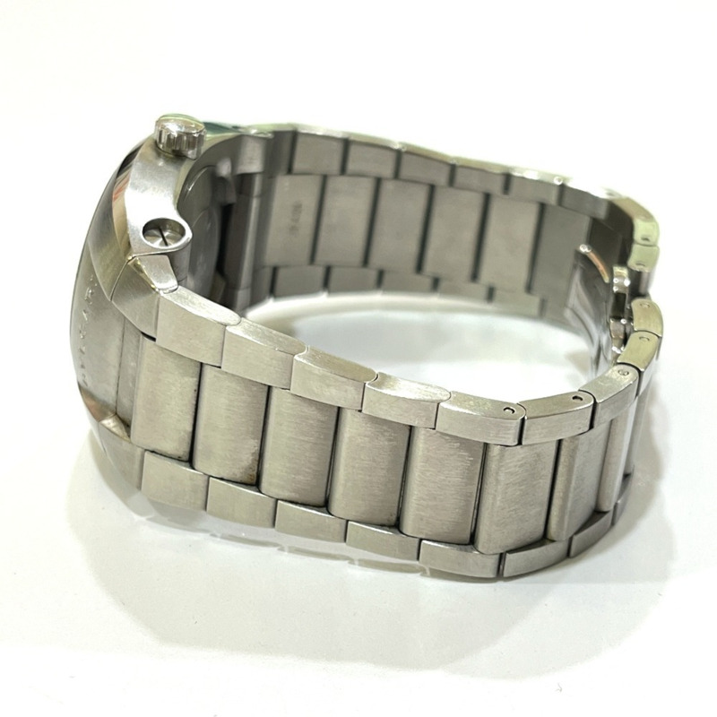 寶格麗 EG35S Ergon 日期自動腕錶，黑色錶盤，男士不鏽鋼銀色錶殼-4