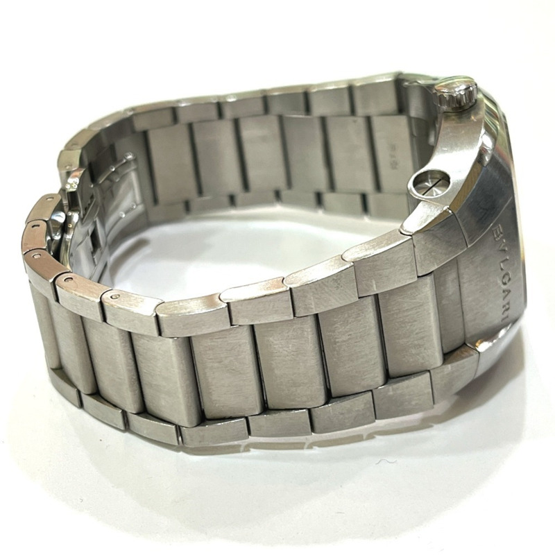 寶格麗 EG35S Ergon 日期自動腕錶，黑色錶盤，男士不鏽鋼銀色錶殼-5