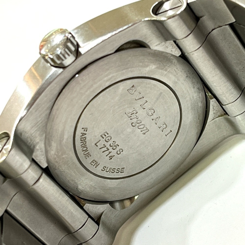 寶格麗 EG35S Ergon 日期自動腕錶，黑色錶盤，男士不鏽鋼銀色錶殼-9