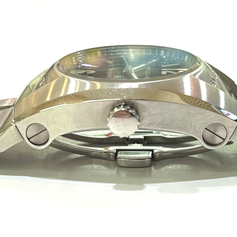 寶格麗 EG35S Ergon 日期自動腕錶，黑色錶盤，男士不鏽鋼銀色錶殼-10