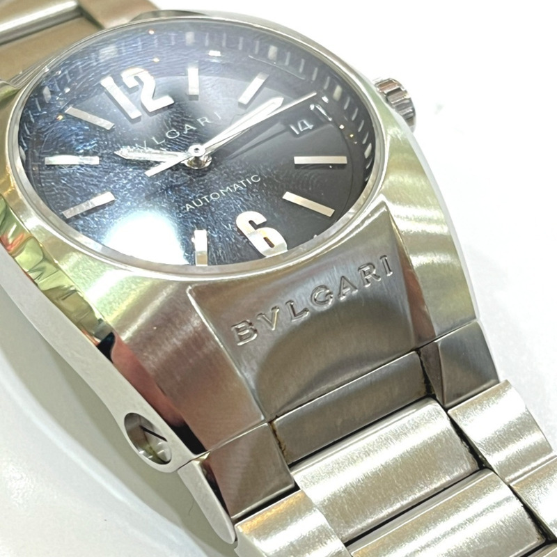 寶格麗 EG35S Ergon 日期自動腕錶，黑色錶盤，男士不鏽鋼銀色錶殼-12