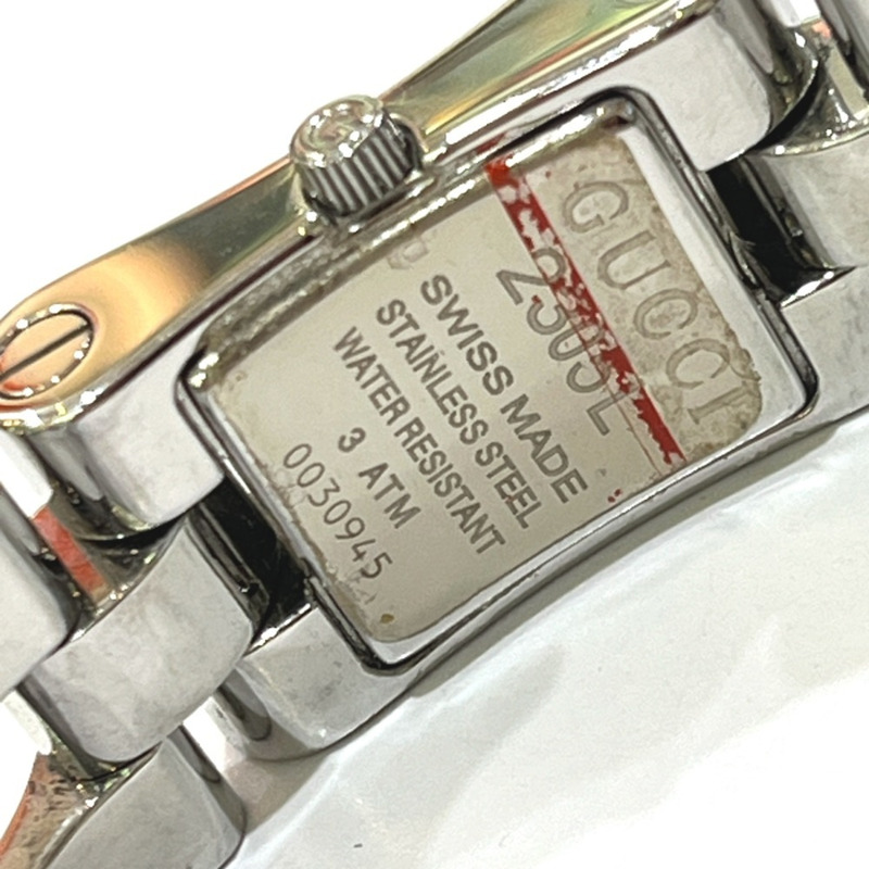 GUCCI 2305L 手環式腕錶，女士石英模擬方形不鏽鋼錶帶-9