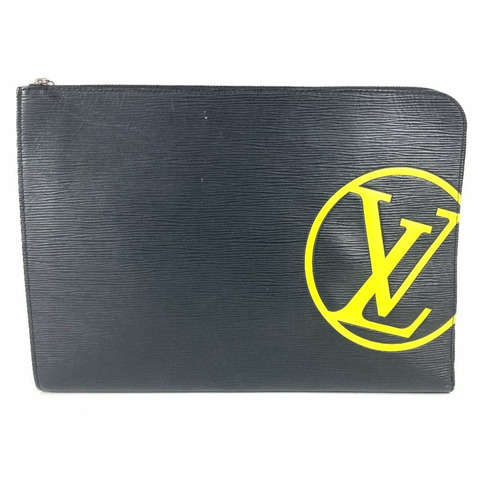 路易威登 M68198 Epi 皮革 LV Circle Pochette Jour GM 手拿包，L 型拉鍊，男女皆宜，黑色。