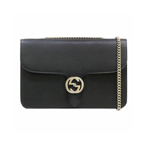 GUCCI 黑色互扣鏈條中型單肩包