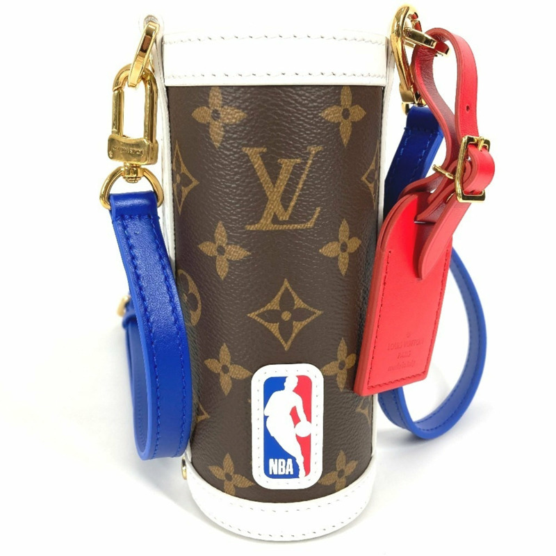 路易威登 GI0565 Monogram NBA 帆布水壺套/斜背包/肩背包，男女通用，棕色，近全新-0