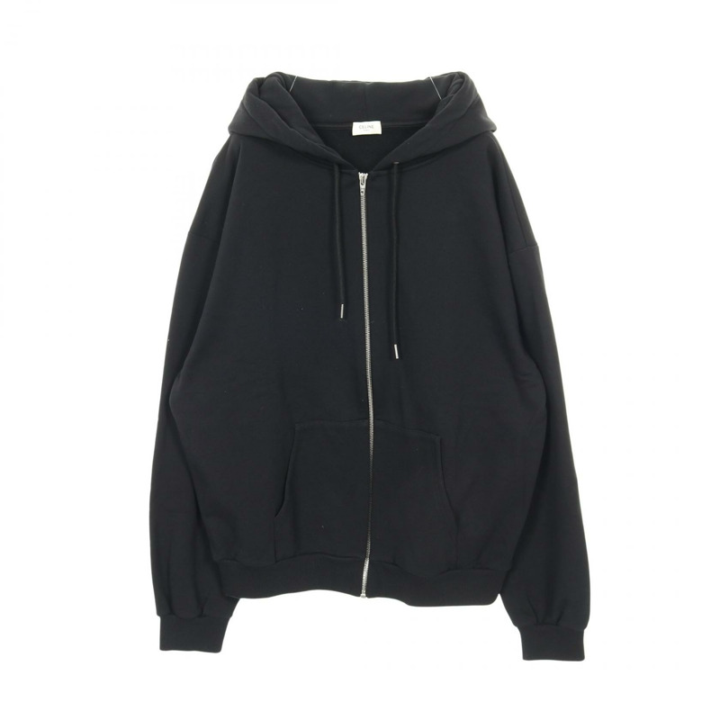 CELINE 黑色棉質連帽衫，二手男款 XXL 碼-0
