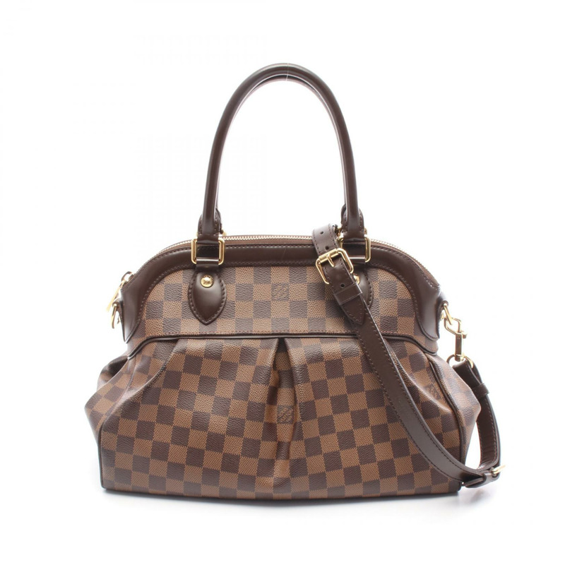 LOUIS VUITTON Trevi PM 單肩手提包 N51997 Damier 帆布皮革 Ebene 二手-0