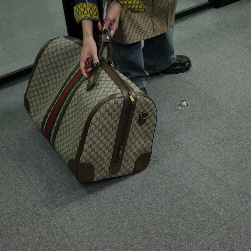 Gucci 古馳 Ophidia 老花 帆布 牛皮 大號旅行袋-2