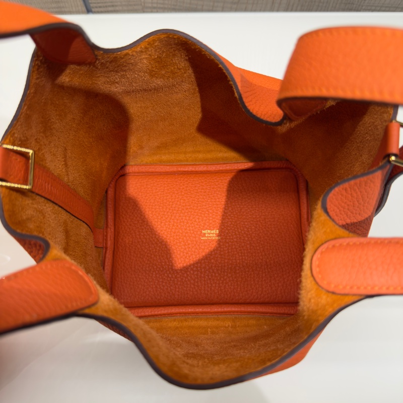 Hermes 98新 全配閒置品 Picotin菜籃子18 愛馬仕橘金扣-15