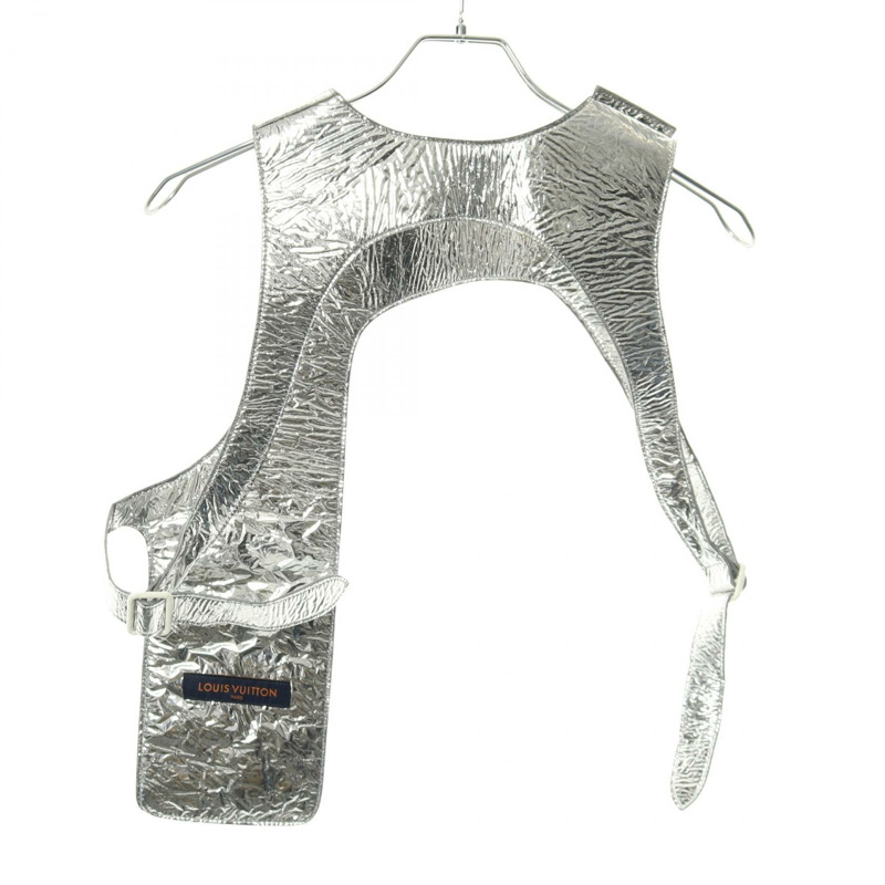 路易威登（LOUIS VUITTON）中層皮革背心，銀色，二手，男士S碼-1